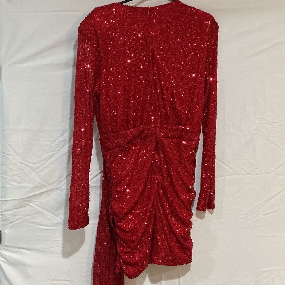 Fashion Nova Sparkling Red Long Sleeve Dress - Picture 7 of 8